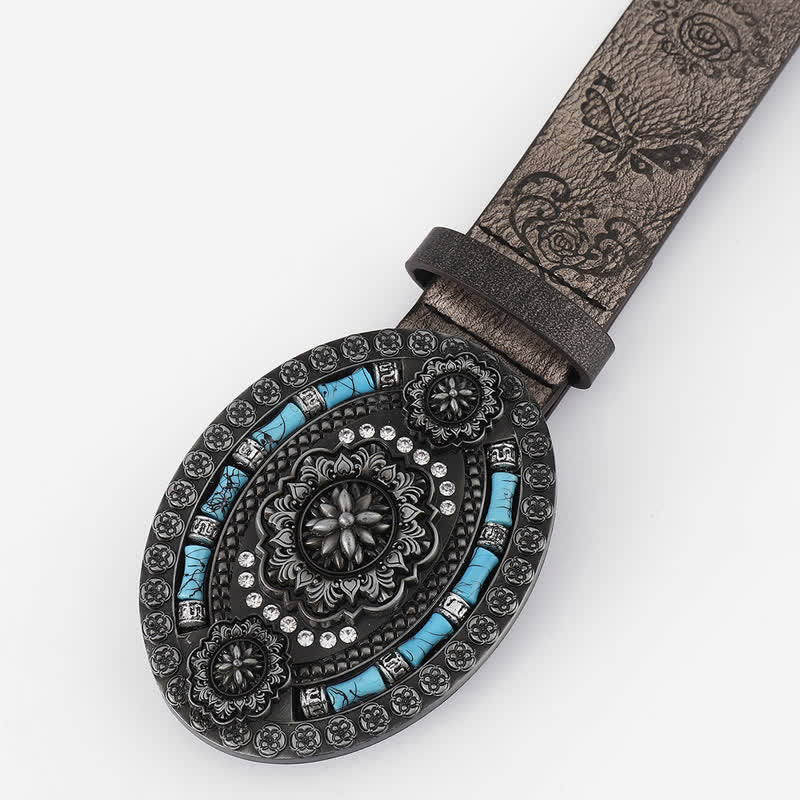 Cintura in pelle con decorazione turchese bohémien da uomo