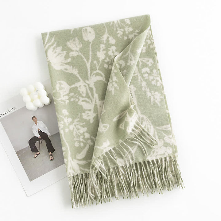 Sciarpa botanica con fiori dolci color crema da donna