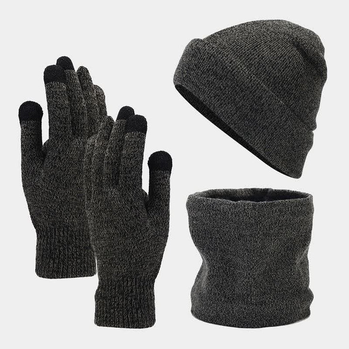 Set 3 pezzi unisex caldo berretto sciarpa guanti