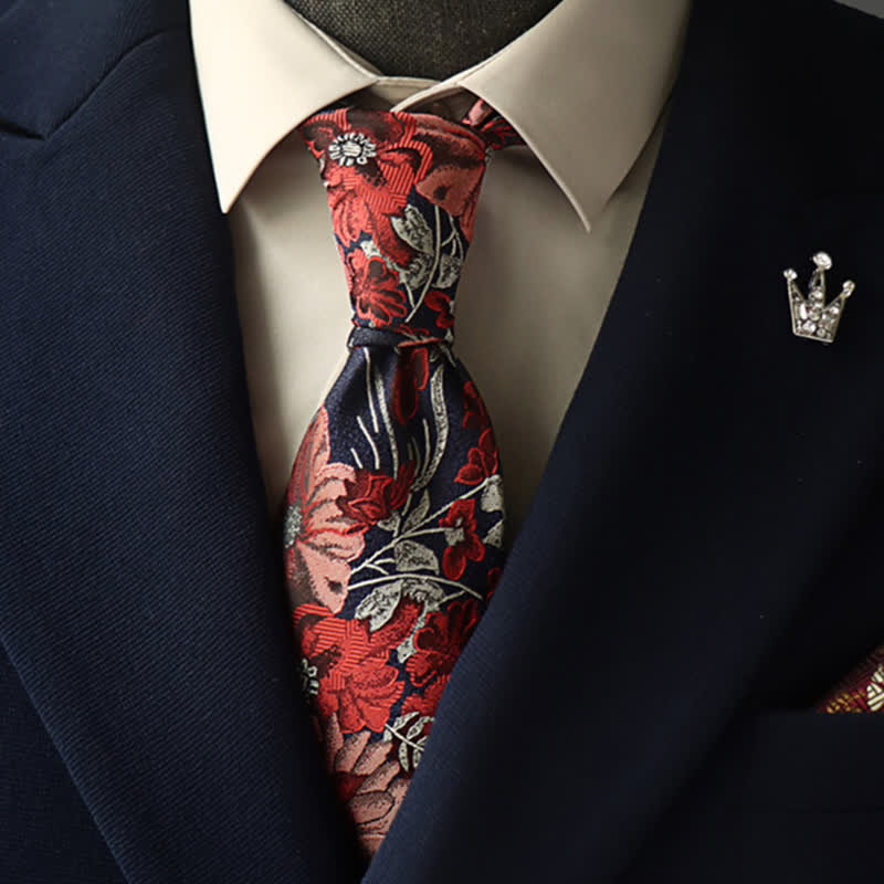 Cravatta floreale rosa e rossa mistica da uomo