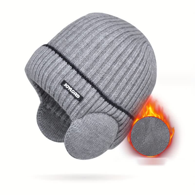 Cappello unisex in maglia elastica spessa con paraorecchie tinta unita