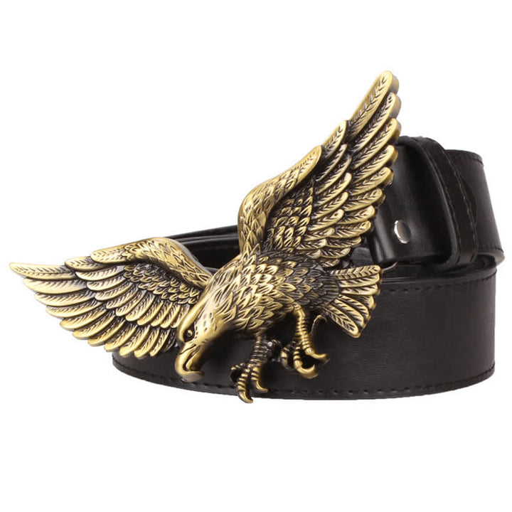 Cintura in pelle con fibbia grande aquila volante da uomo
