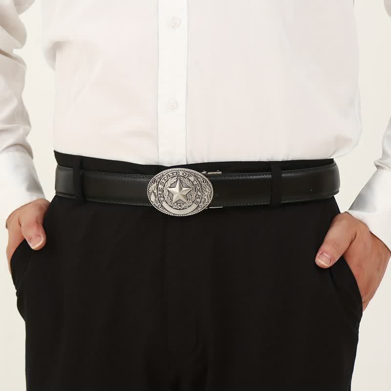 Cintura in pelle con chiusura automatica Texas Pentagram fai da te da uomo