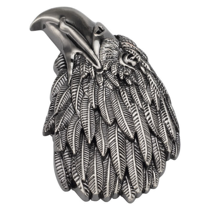 Cintura in pelle con fibbia a forma di testa di aquila calva 3D fai da te da uomo