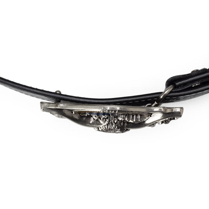 Cintura in pelle goffrata Longhorn Bull da uomo