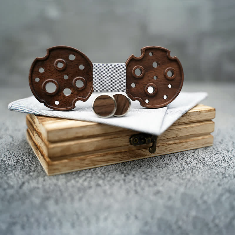 Set di 3 papillon in legno a cerchio cavo da uomo