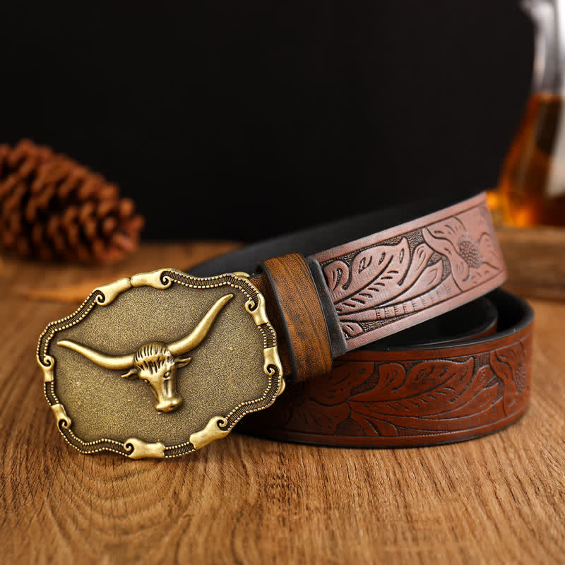 Cintura da uomo in pelle di toro Longhorn antica
