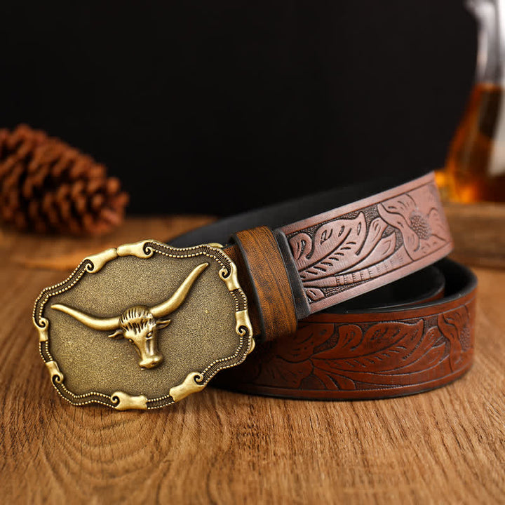 Cintura da uomo in pelle di toro Longhorn antica
