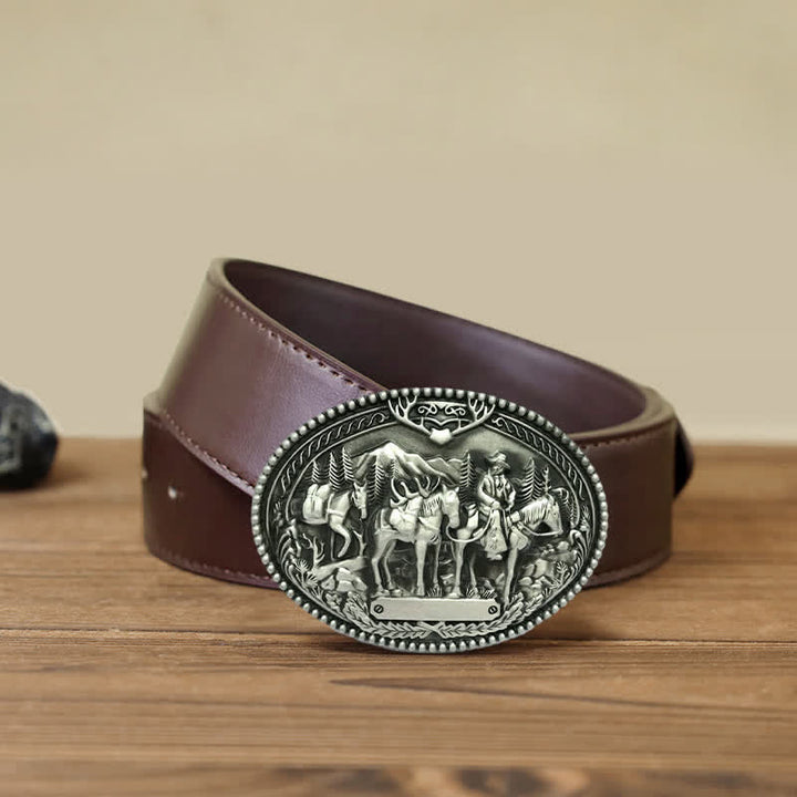 Cintura in pelle con fibbia a forma di cavallo da cavaliere da cowboy fai da te da uomo