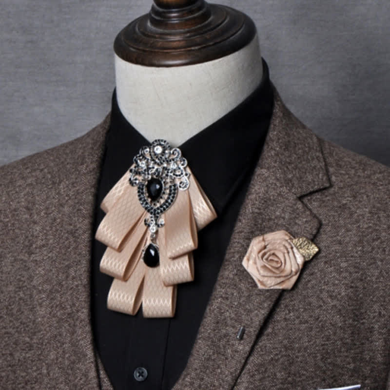 Set di 3 papillon con strass neri a quadri