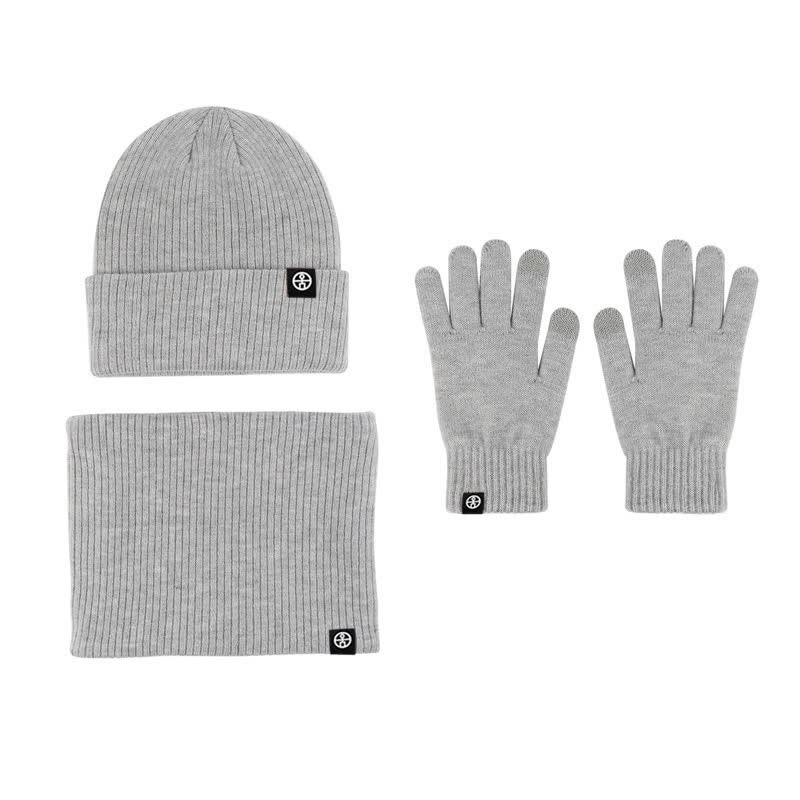 Set di 3 cappelli, sciarpe e guanti in morbido, unisex, tinta unita