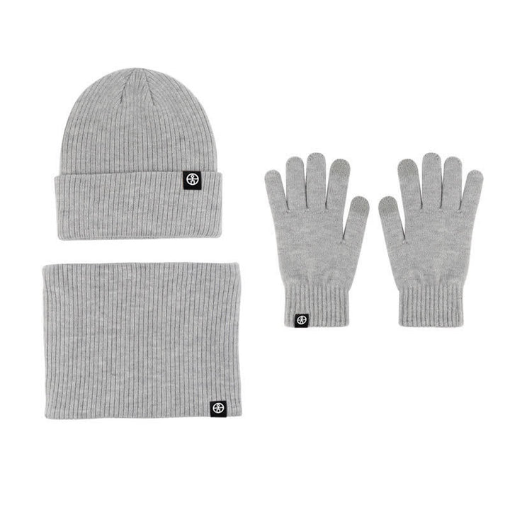 Set di 3 cappelli, sciarpe e guanti in morbido, unisex, tinta unita