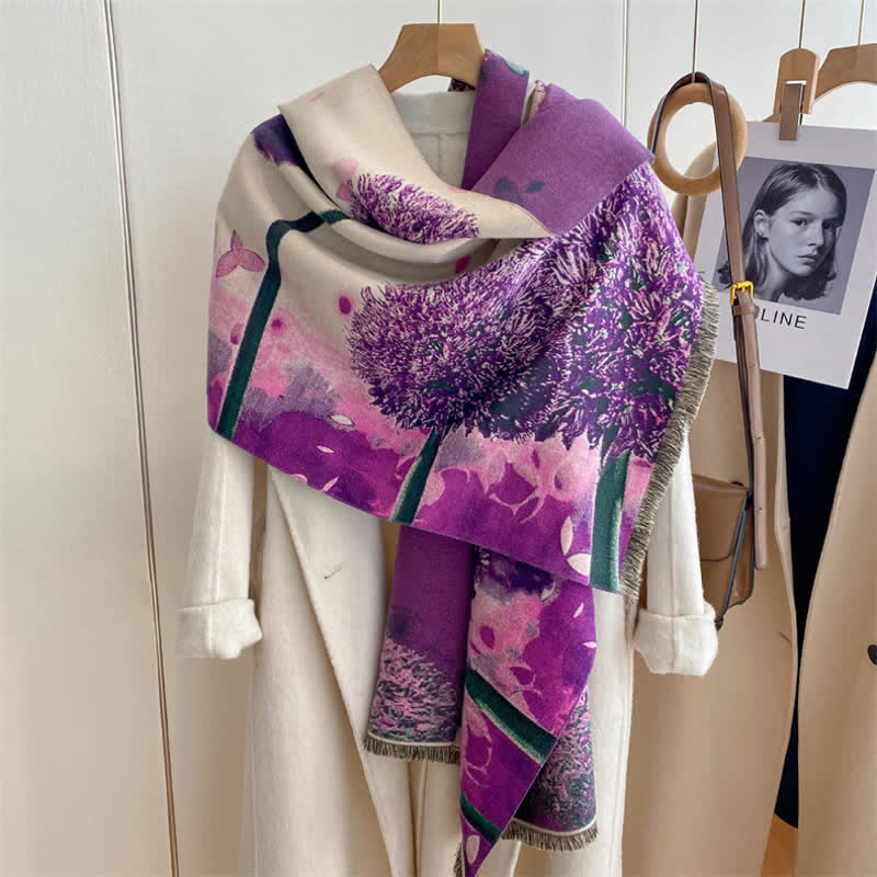 Sciarpa ispessita con pittura a olio di scena magnifica da donna