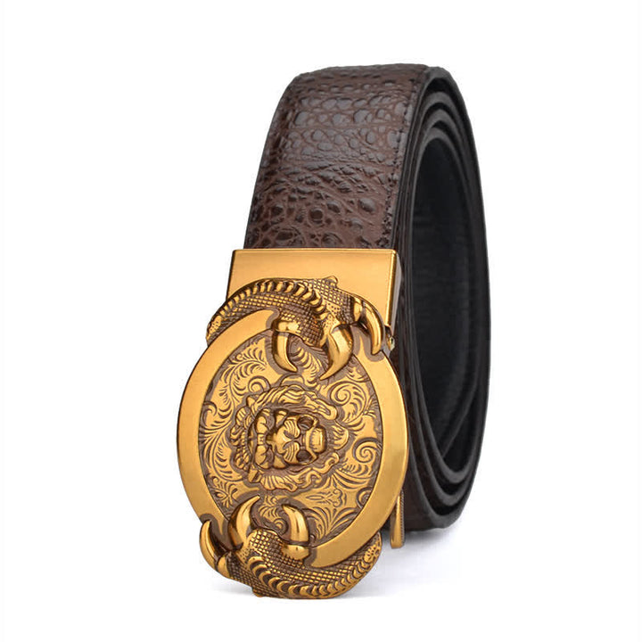 Cintura automatica in pelle con motivo coccodrillo Savage Lion da uomo