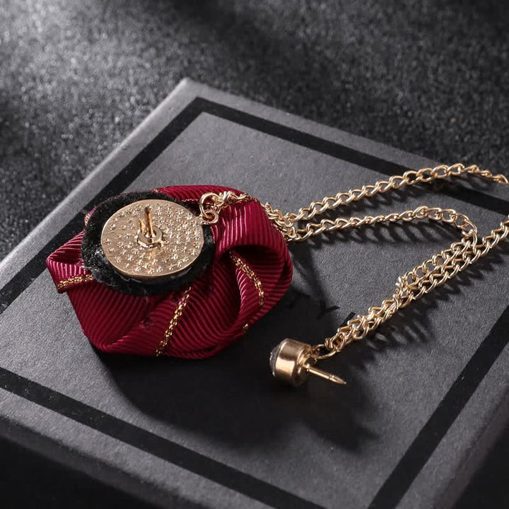 Spilla a catena con rose floreali da uomo