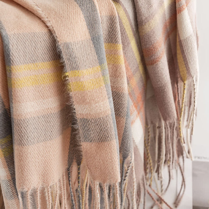 Sciarpa con frange a quadri britannici versatile da donna