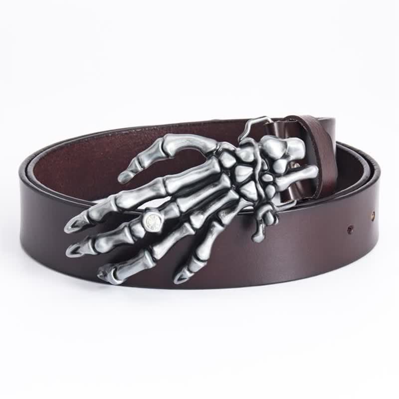 Cintura in pelle da uomo con scheletro punk rock
