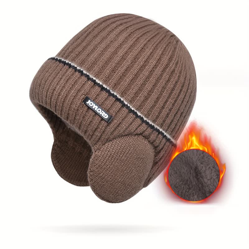 Cappello unisex in maglia elastica spessa con paraorecchie tinta unita