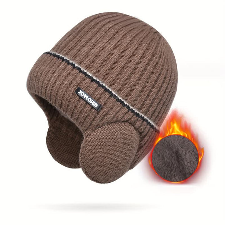 Cappello unisex in maglia elastica spessa con paraorecchie tinta unita