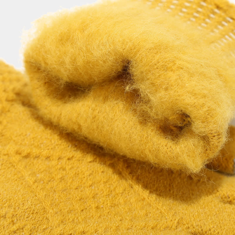 Set 3 pezzi da donna diamante pompon berretto cappello sciarpa guanti