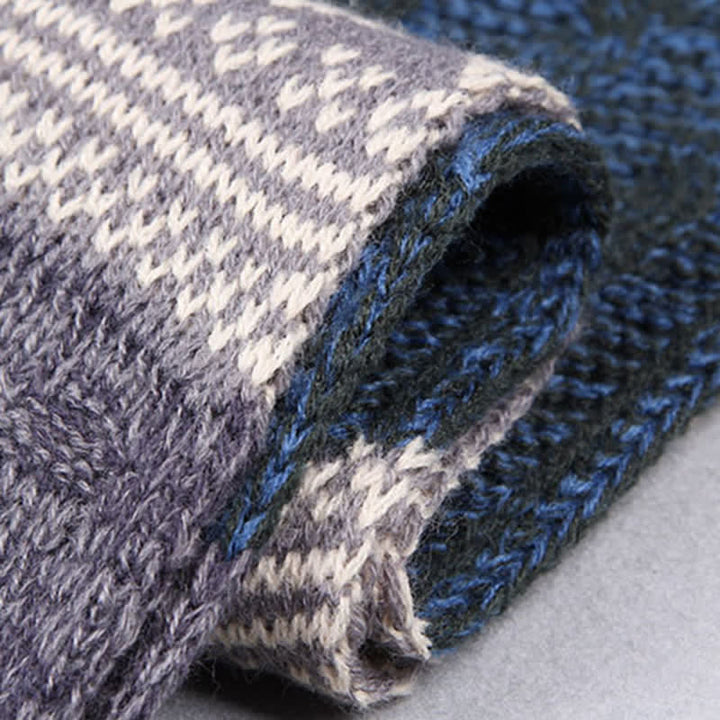 Sciarpa a blocchi di colore con cuciture a maglia Argyle da uomo