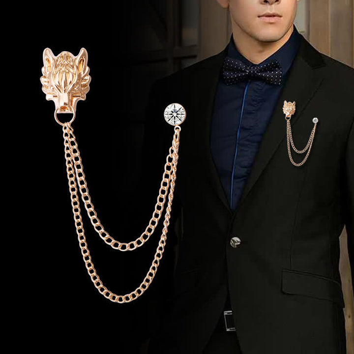 Spilla a catena da uomo con lupo King Of Forest