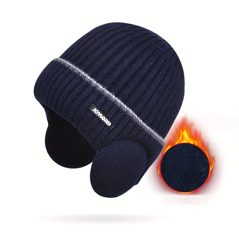 Cappello unisex in maglia elastica spessa con paraorecchie tinta unita