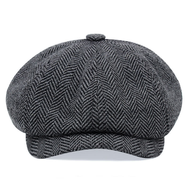 Berretto ottagonale a spina di pesce a righe vintage