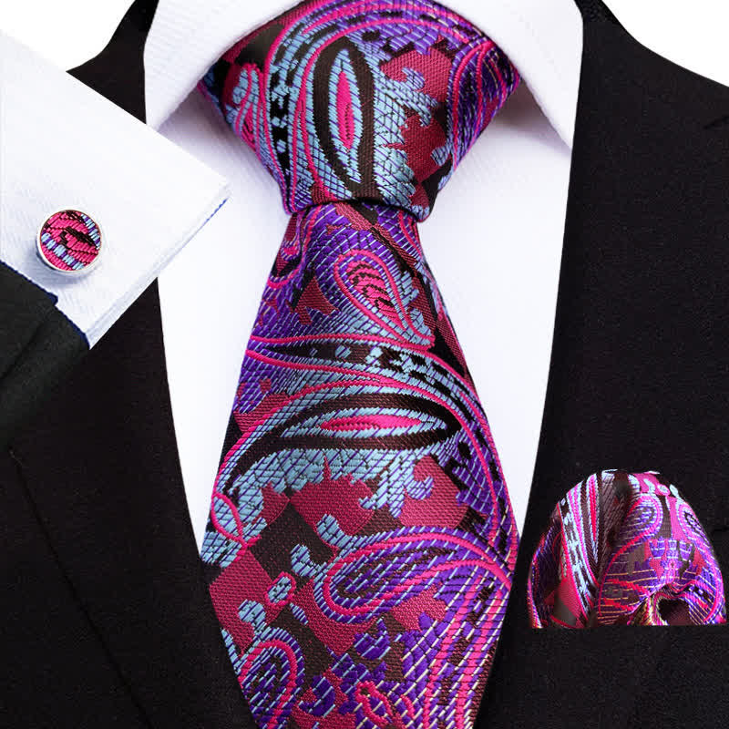 Set di 3 cravatte da uomo Exotica viola Paisley