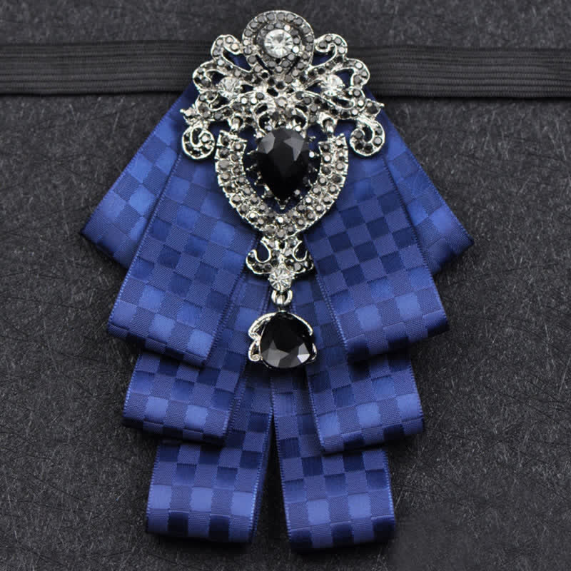 Set di 3 papillon con strass neri a quadri