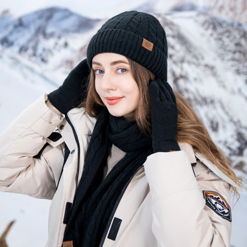 Set di 3 pezzi unisex di caldo cappello sciarpa guanti