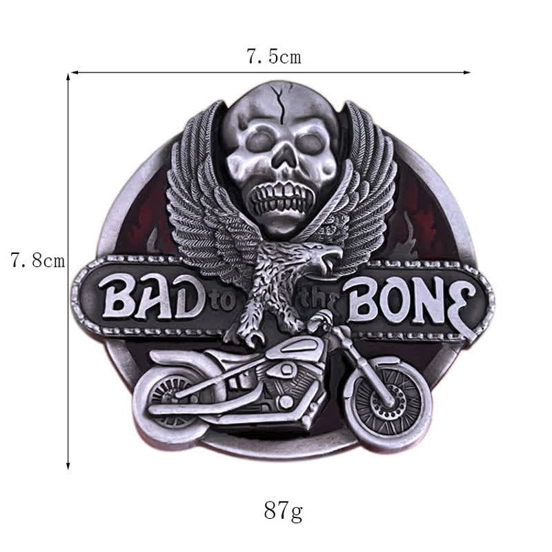 Cintura in pelle con fibbia Bad To The Bone da motociclista con teschio d'aquila fai da te da uomo