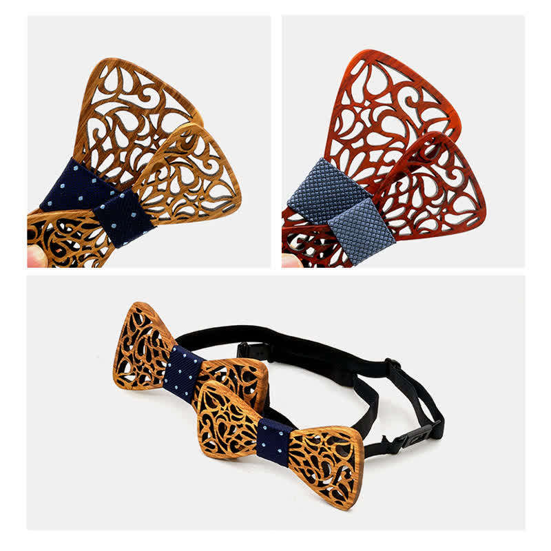 2 pezzi papillon in legno cavo genitore-figlio da uomo