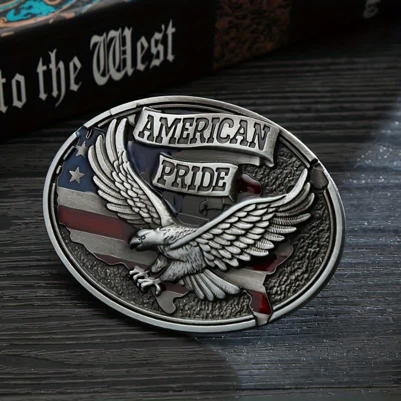 Cintura in pelle fai da te con fibbia American Pride Eagle da uomo
