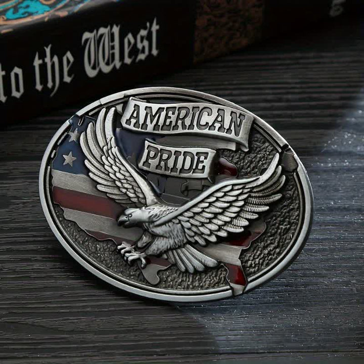 Cintura in pelle fai da te con fibbia American Pride Eagle da uomo