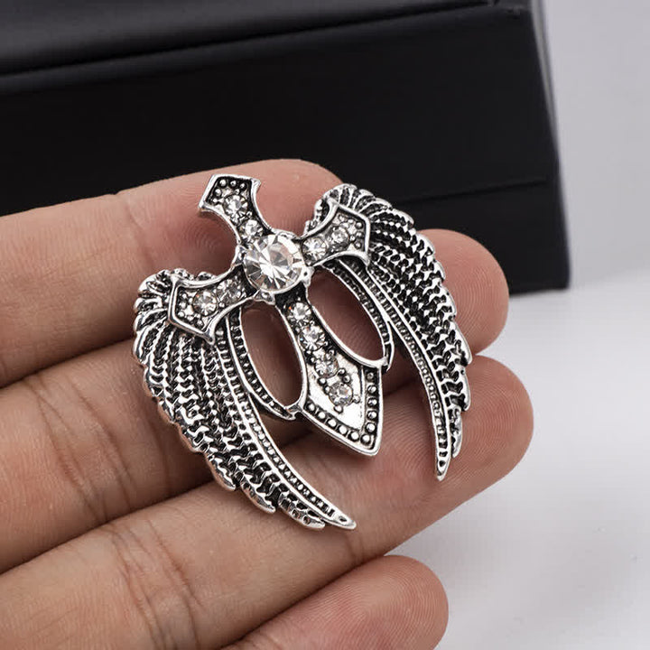 Spilla a forma di croce con ali Soar In Faith da uomo