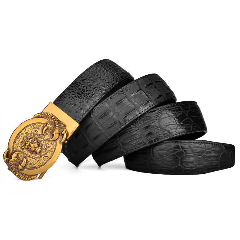 Cintura automatica in pelle con motivo coccodrillo Savage Lion da uomo