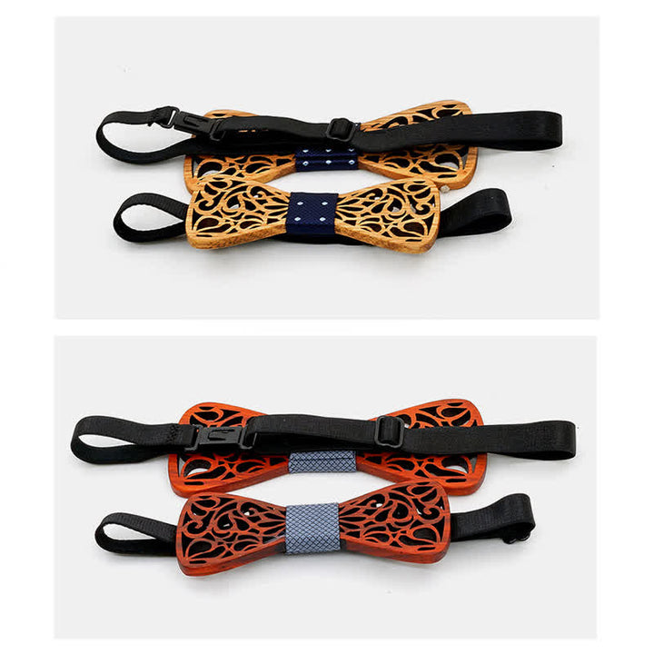 2 pezzi papillon in legno cavo genitore-figlio da uomo