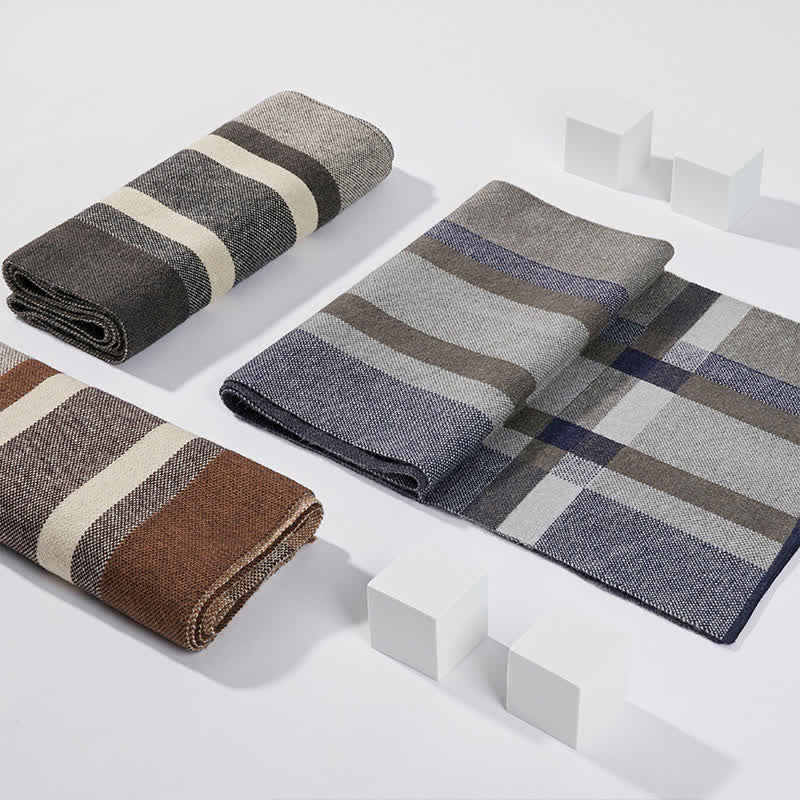 Sciarpa a righe scozzesi calda classica invernale da uomo