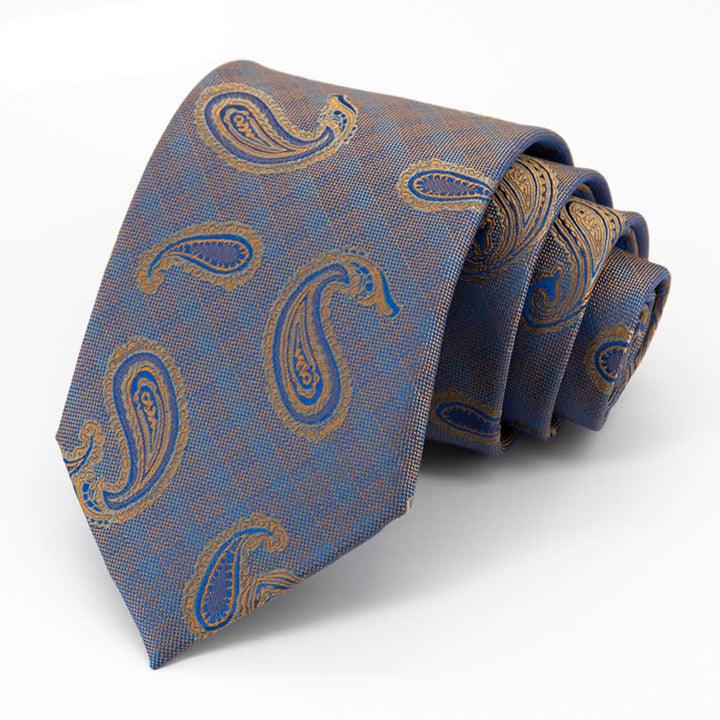 Cravatta da uomo con motivo Paisley blu e oro Kaleidoscope