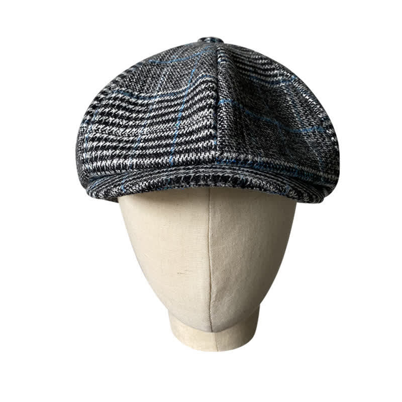 Berretto basco ottagonale grigio e blu Newsboy