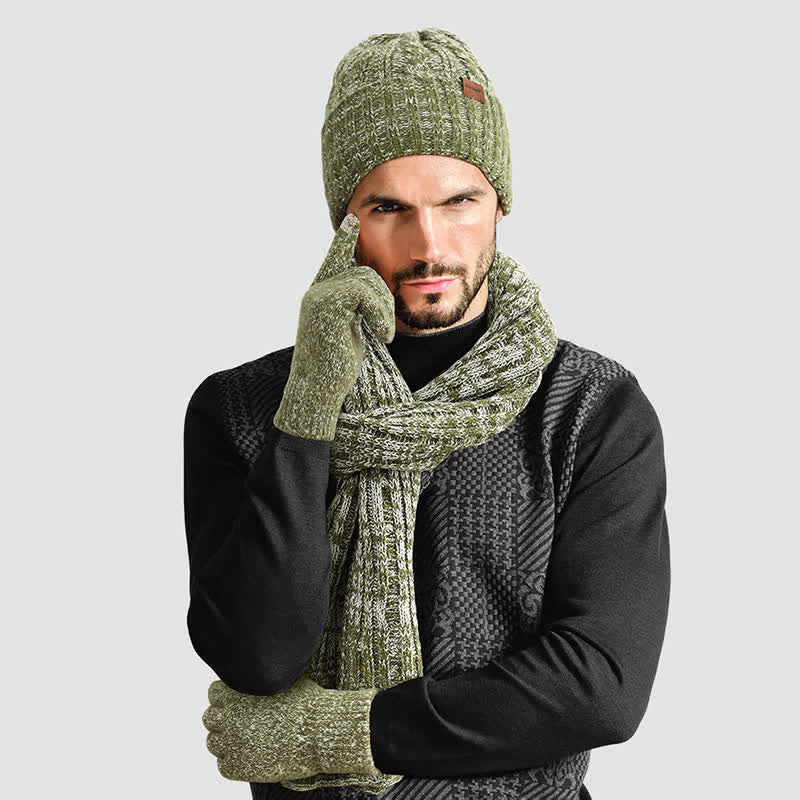 Set 3 pezzi unisex elegante cappello sciarpa lunga guanti touch screen