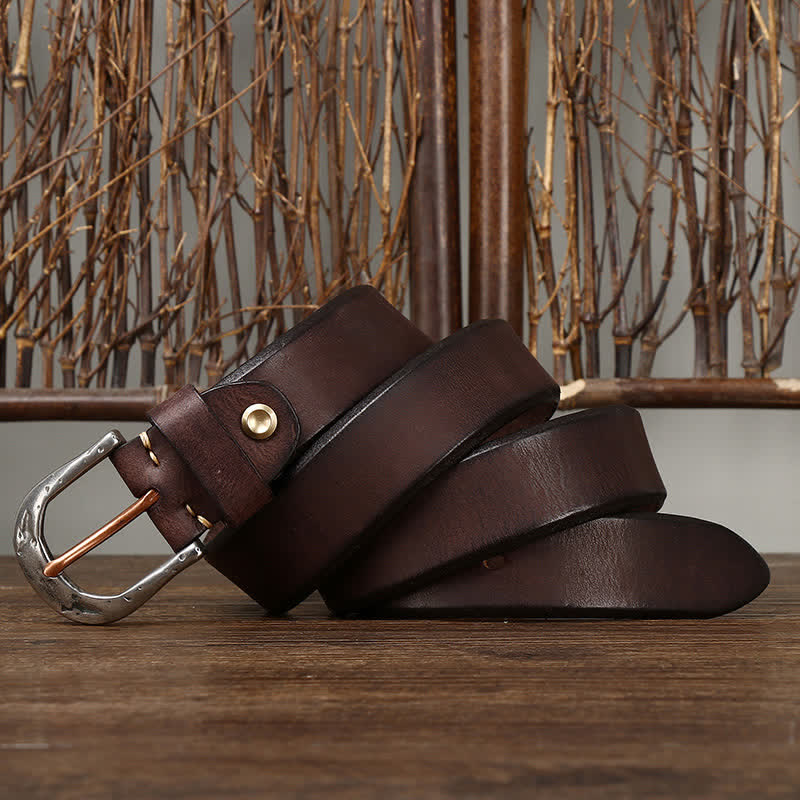 Cintura in pelle con fibbia intagliata vintage classica da uomo