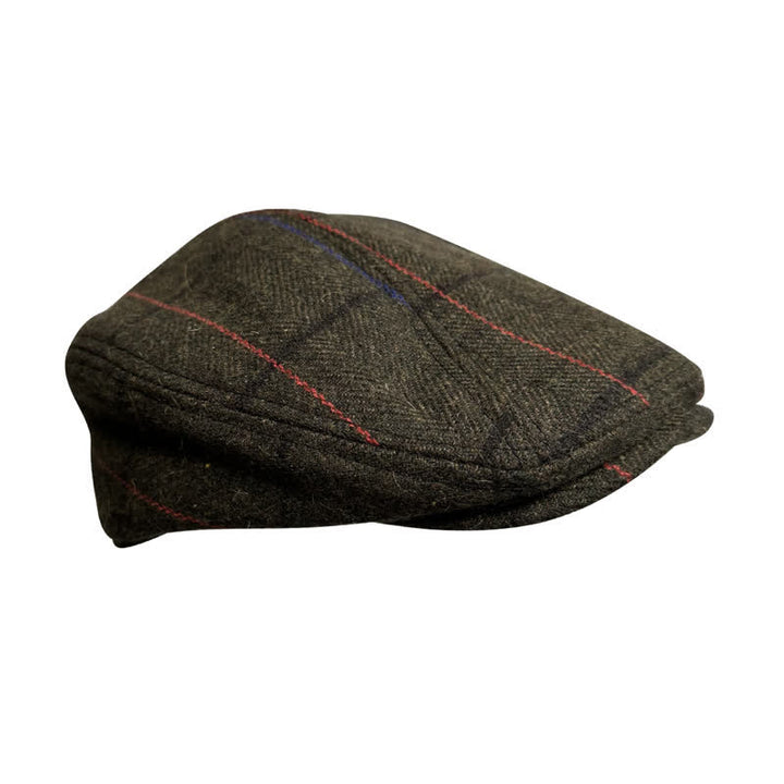 Berretto basco vintage a strisce blu-arancio oliva