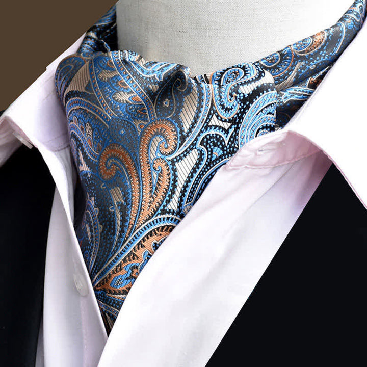 Cravatta Paisley floreale Ascot da uomo SteelBlue Leisure Prom