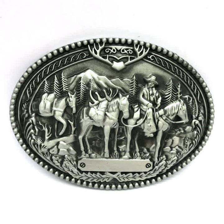 Cintura in pelle con fibbia a forma di cavallo da cavaliere da cowboy fai da te da uomo