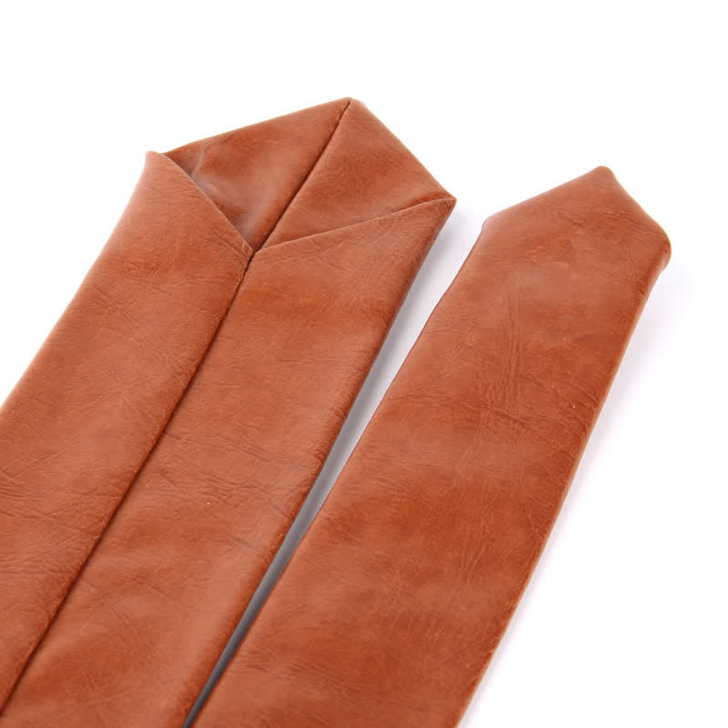 Cravatta stretta casual in pelle PU da uomo