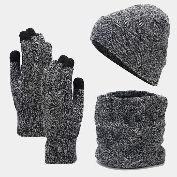 Set 3 pezzi unisex caldo berretto sciarpa guanti