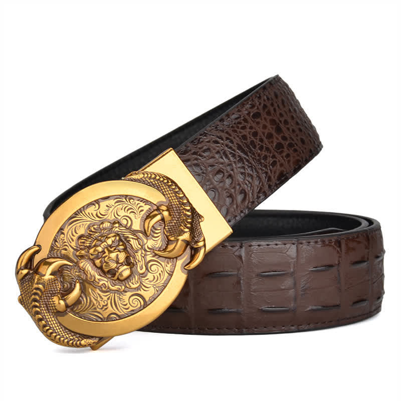 Cintura automatica in pelle con motivo coccodrillo Savage Lion da uomo
