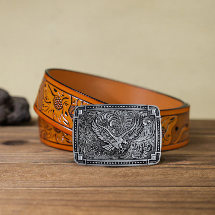 Cintura in pelle con fibbia "Soaring Eagle In Dreamy Sky" fai da te da uomo